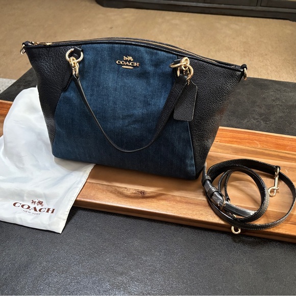 NEW WITHOUT TAGS! Coach Black and Denim Blue Bag with crossover option. - Picture 10 of 12
